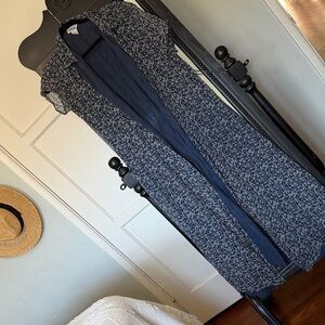 Eddie Bauer Navy Floral Short-Sleeve Maxi Dress